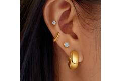  Luna Gaze - Ear studs - Silver / 14kt GP - Zirconia